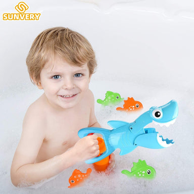 Interactive shark bath toy with grabber arm – develops coordination, no batteries | toddlers