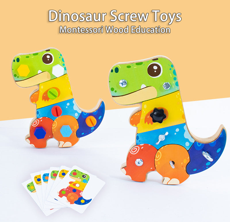 Wooden dino building set stimulates motor skills – screws, parts, creativity | Educational toy 2+