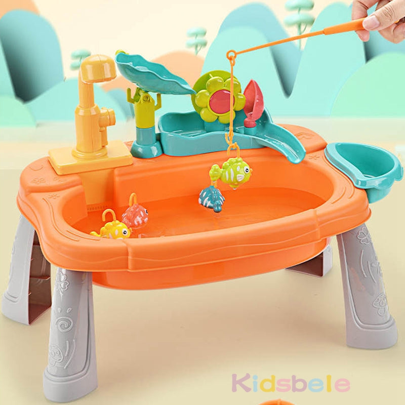 Water play toy sink with fishing game – flowing water, accessories | for kids