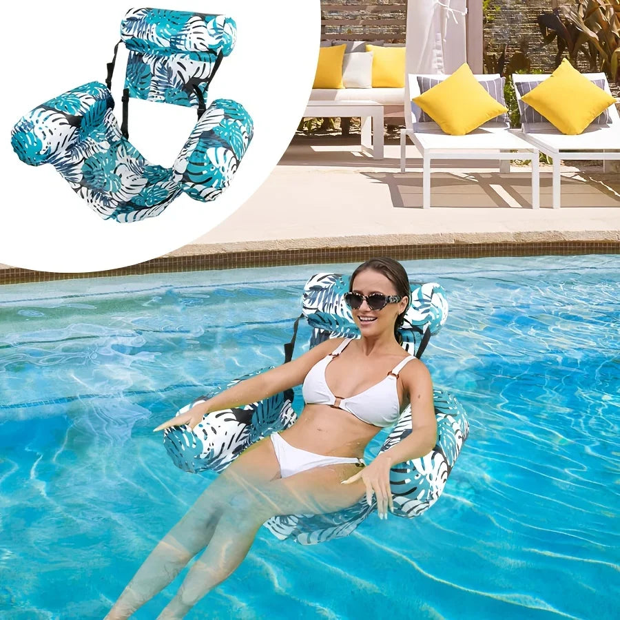 Inflatable floating pool chair with breathable mesh seat – foldable and lightweight | Pool lounger