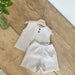 Waffle-knit toddler set – button detail, breathable cotton | unisex summer outfit