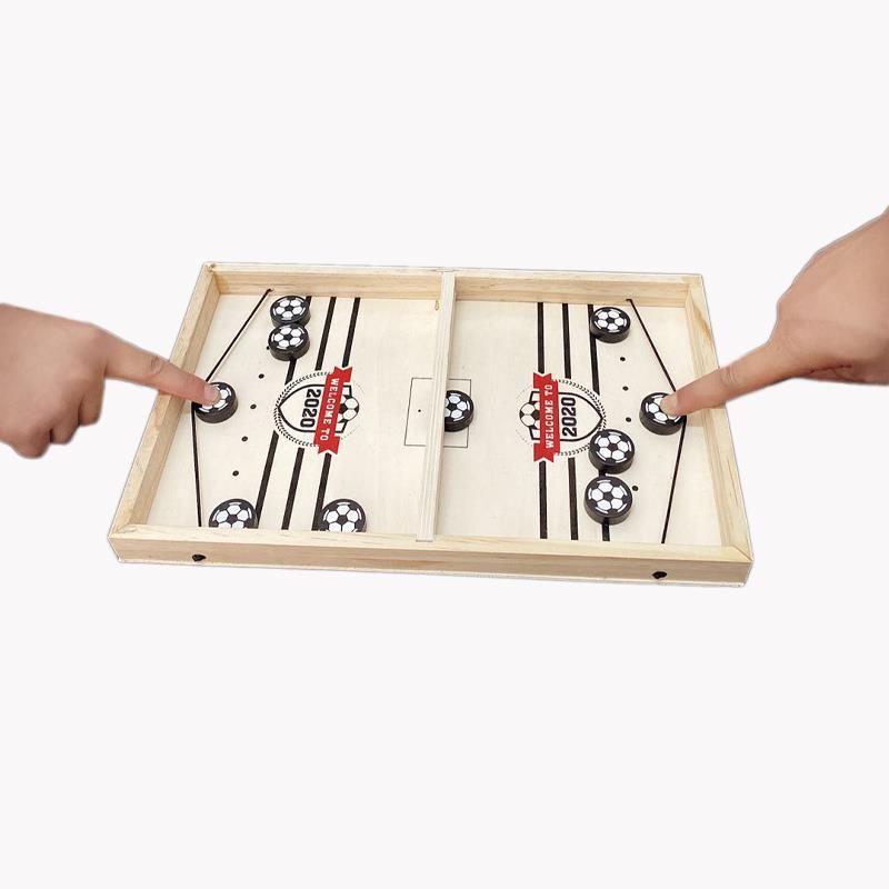 2-in-1 table game combines shuffleboard and football – compact, wooden | Family fun