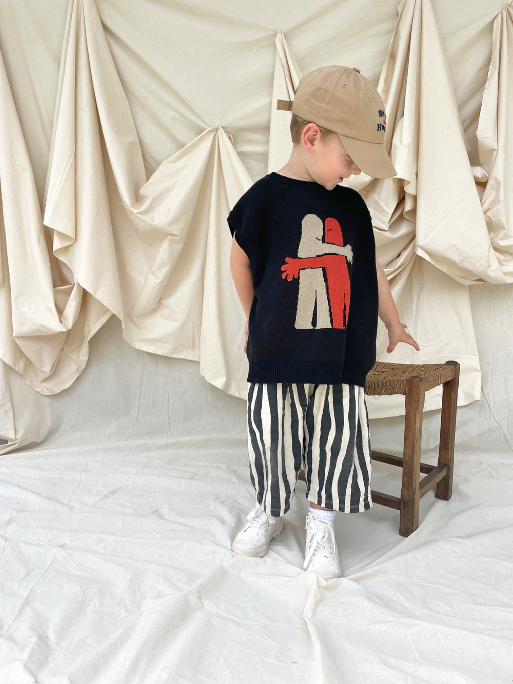 Sleeveless knitted jumper – soft cotton spencer | 0–6 years