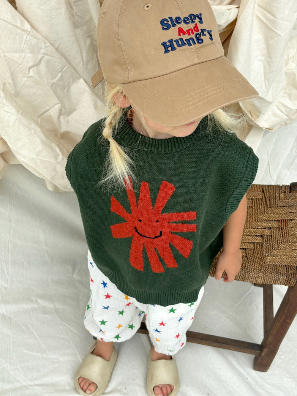 Sleeveless knitted jumper – soft cotton spencer | 0–6 years