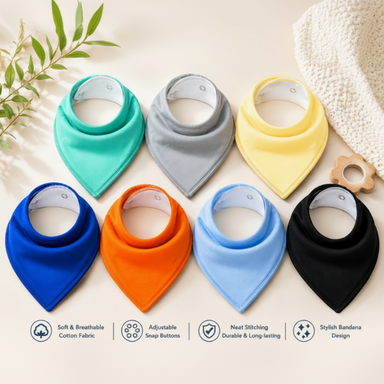 Baby bibs set of 7 keeps clothes dry – soft cotton, washable | feeding essentials