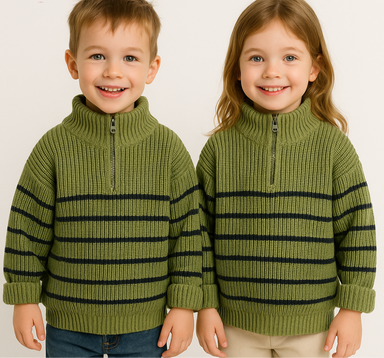 Kids jumper with zip for easy dressing – soft cotton, unisex, durable | 0–6 years