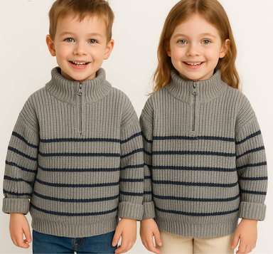 Kids jumper with zip for easy dressing – soft cotton, unisex, durable | 0–6 years