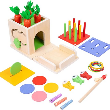 Montessori learning box – wooden educational toy for shapes, numbers & patterns | ages 3+