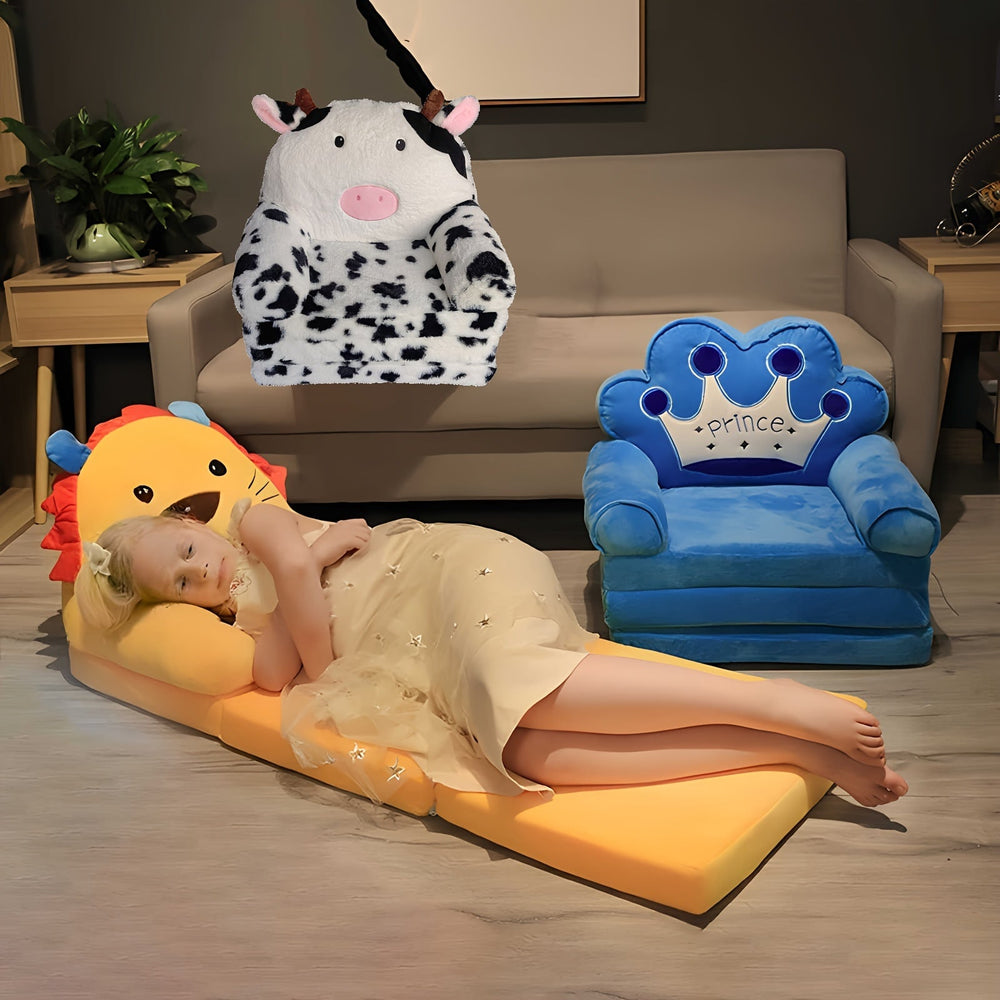 Children's foldable play sofa with soft plush seat – washable cover, compact fold | ages 2–8