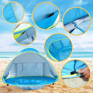 Baby beach tent with UV protection – pop-up, water pool, lightweight | sun shade