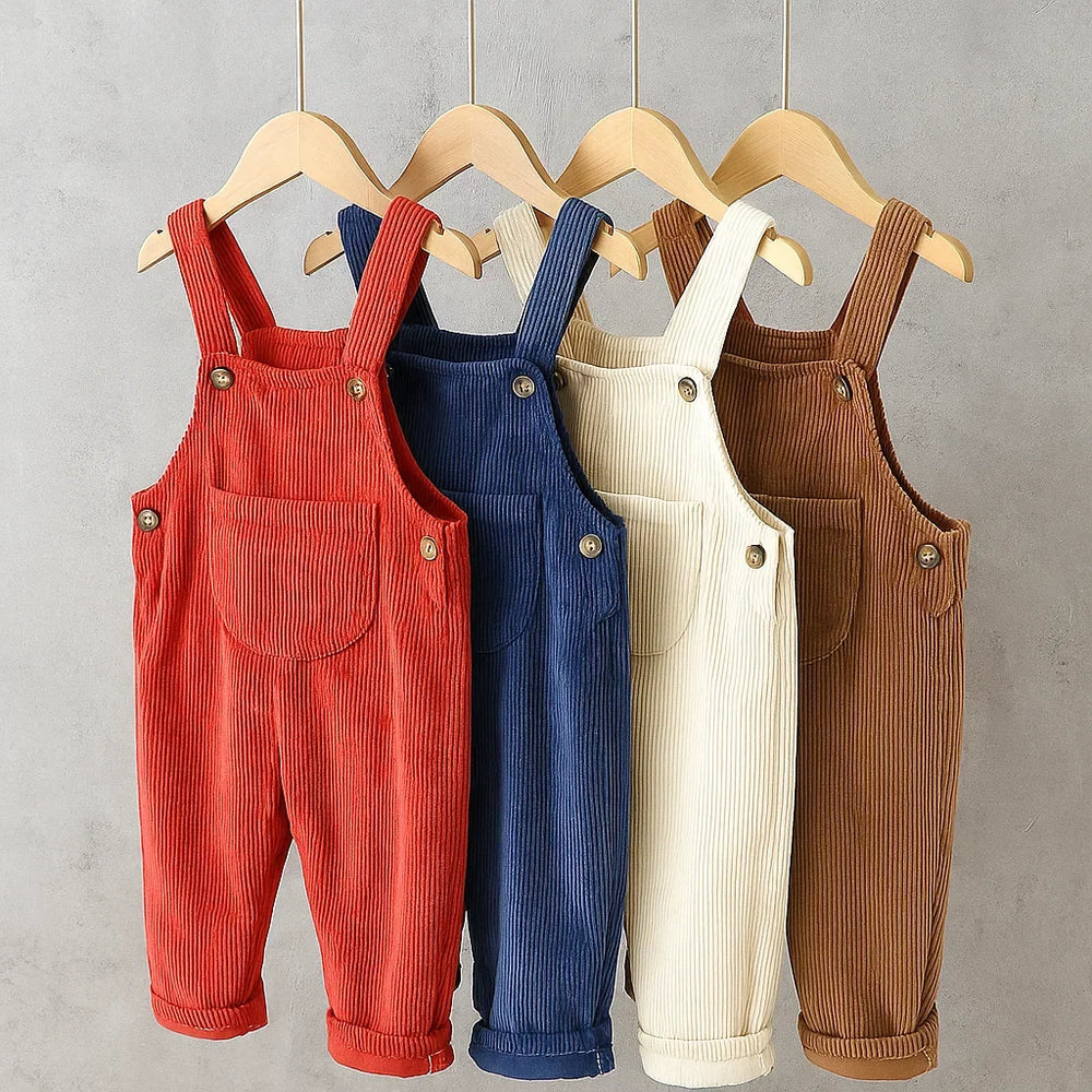 Rib overall keeps baby warm all year – soft cotton, easy to put on | Unisex dungarees