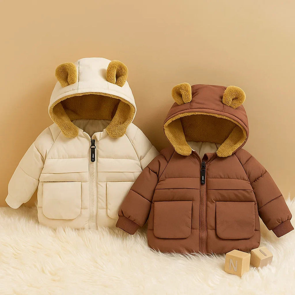 Warm winter coat with cosy teddy lining – hooded design, easy zip | baby & toddler