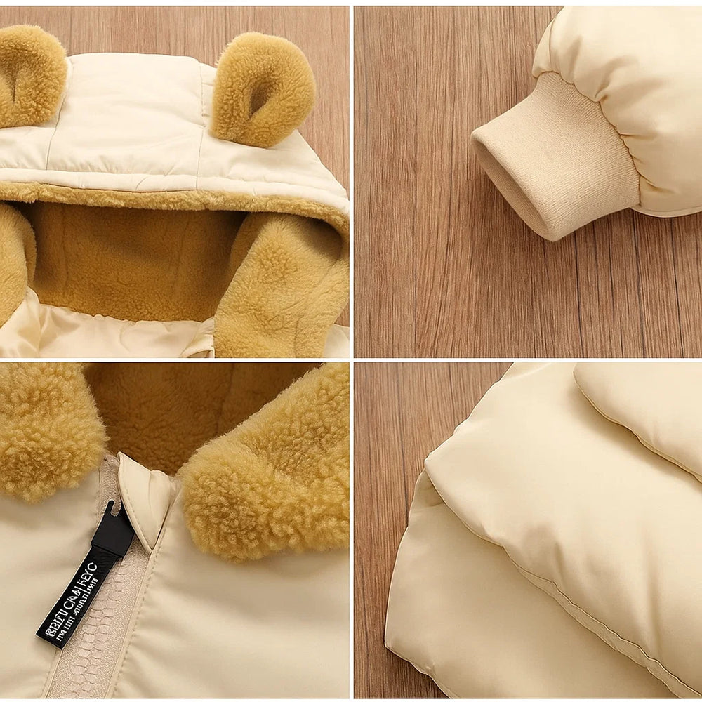 Warm winter coat with cosy teddy lining – hooded design, easy zip | baby & toddler