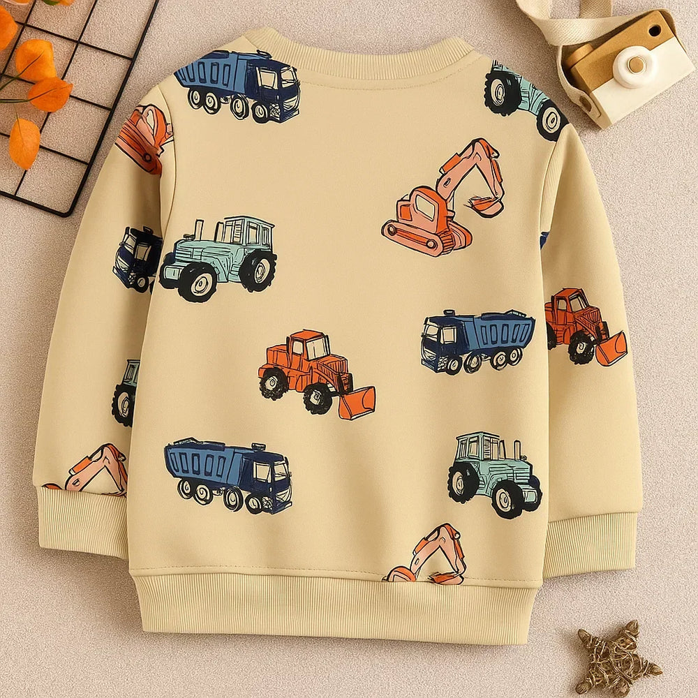 Kids' jumper with vehicle print – soft cotton, comfortable fit | boys and girls