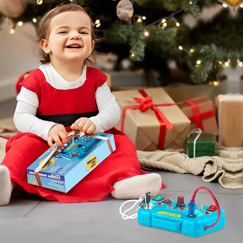 Montessori busy board with LED – switches, buttons, sensory play | toddlers