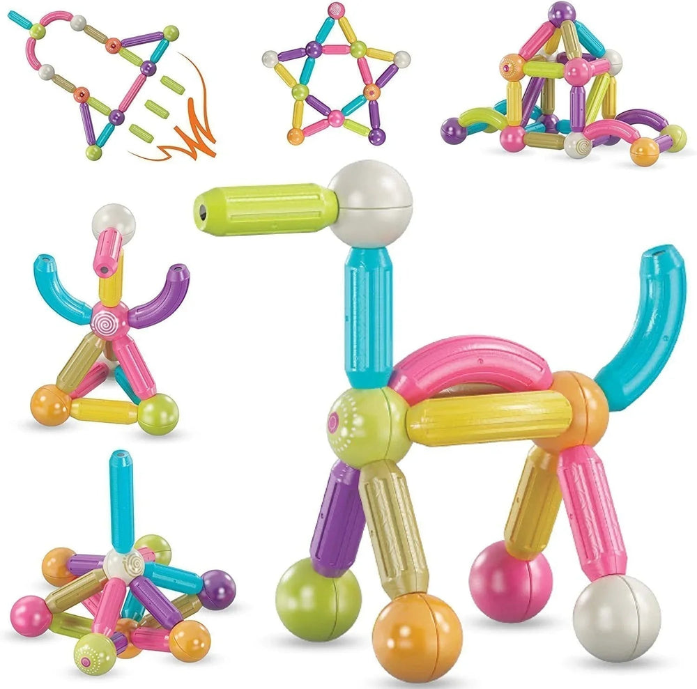 Magnetic building blocks – STEM learning, bright colours | kids construction toy