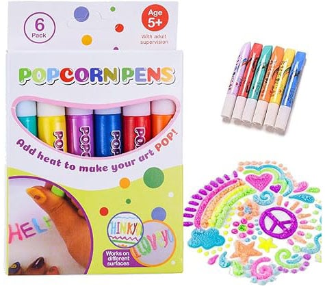3D drawing pens create puffy raised artwork – 6 colours, works on paper & glass | kids craft