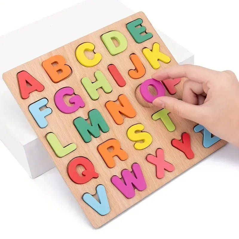 Wooden puzzle set teaches letters, numbers and shapes – sturdy, safe | Toddlers