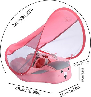 Baby swim trainer with sun canopy – inflatable, lightweight ring | for babies 3–24 months