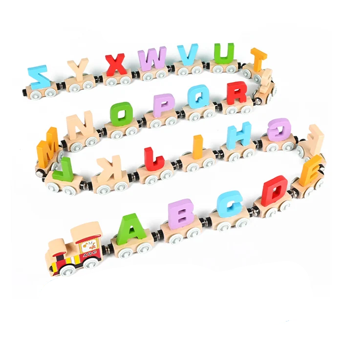 Magnetic wooden train set – letters, numbers, educational play | for kids