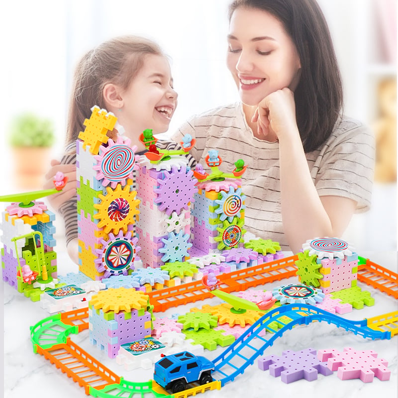 Building set with moving gears – 80–160 parts, 3D builds | for kids