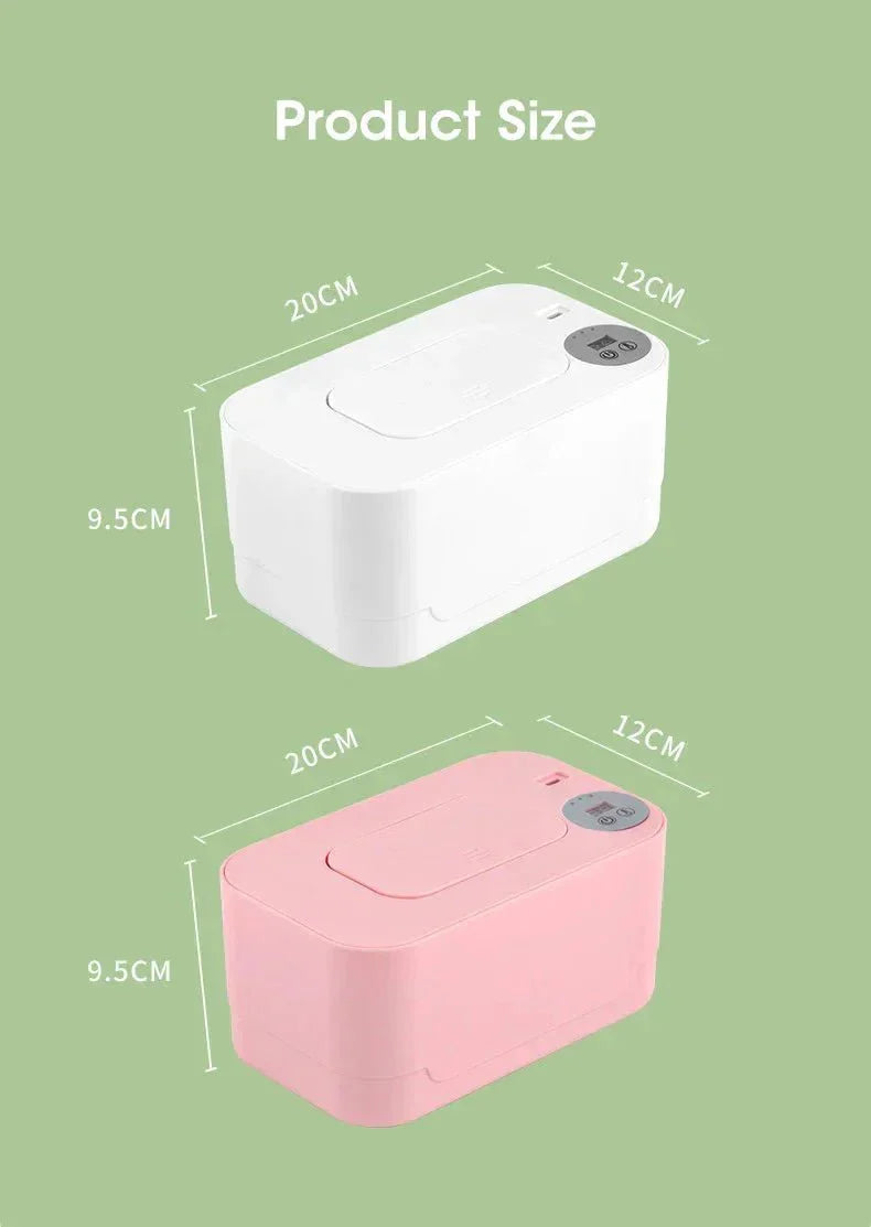 Baby wipe warmer with LED display – USB rechargeable, holds 80 wipes | Nappy care