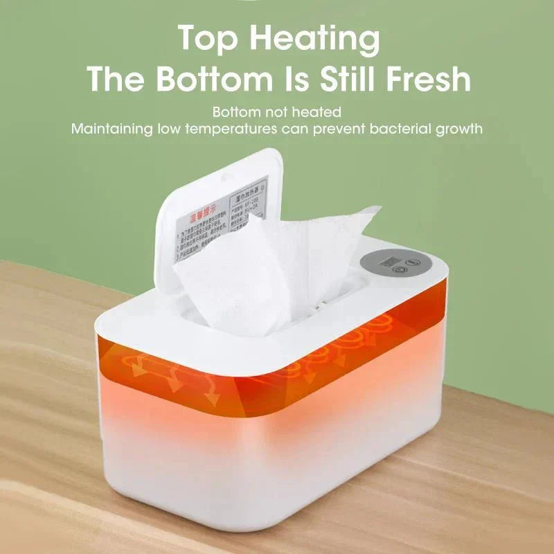 Baby wipe warmer with LED display – USB rechargeable, holds 80 wipes | Nappy care