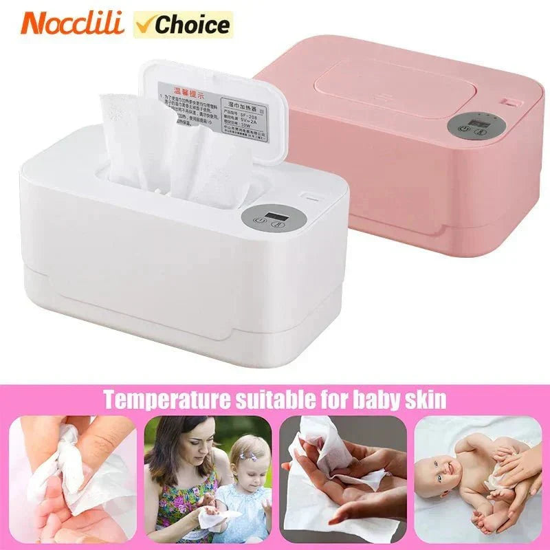 Baby wipe warmer with LED display – USB rechargeable, holds 80 wipes | Nappy care