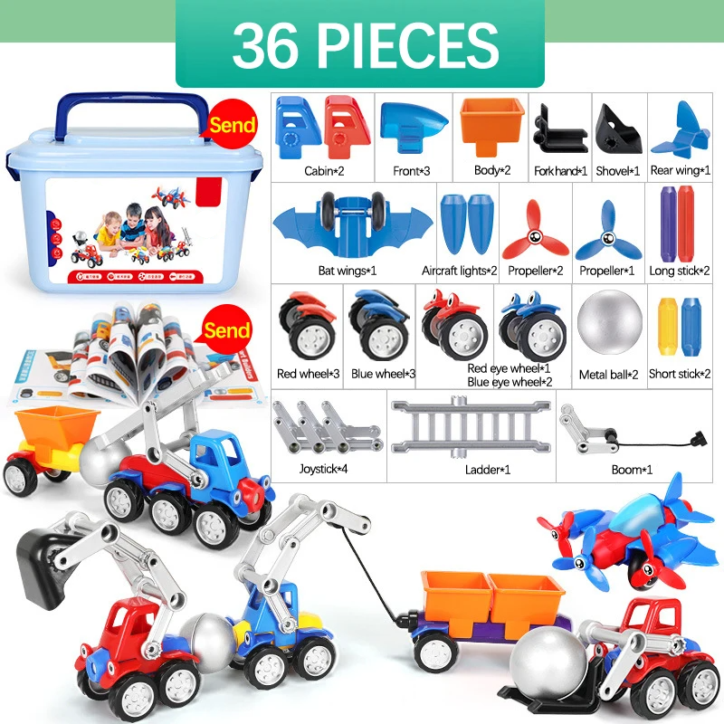 Magnetic vehicle building set with snap-together pieces – creative, educational play | kids toy