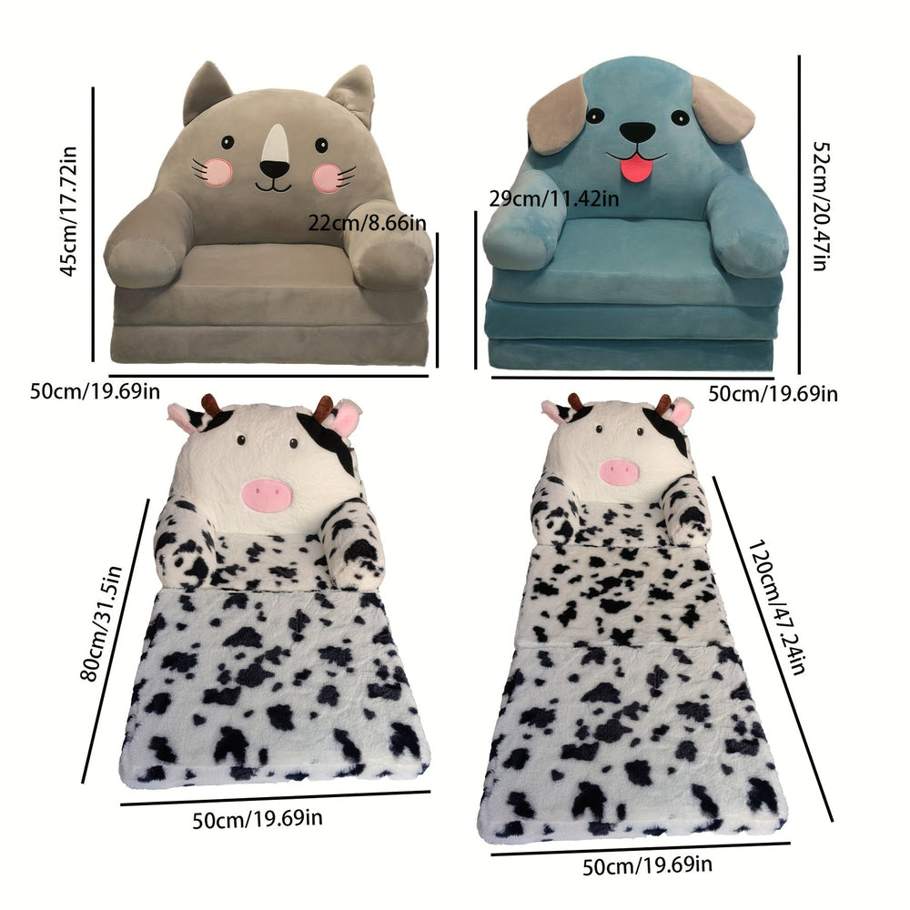 Children's foldable play sofa with soft plush seat – washable cover, compact fold | ages 2–8