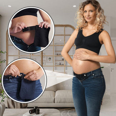Adjustable maternity belt extends trousers – soft, breathable, set of 2 | pregnancy support band