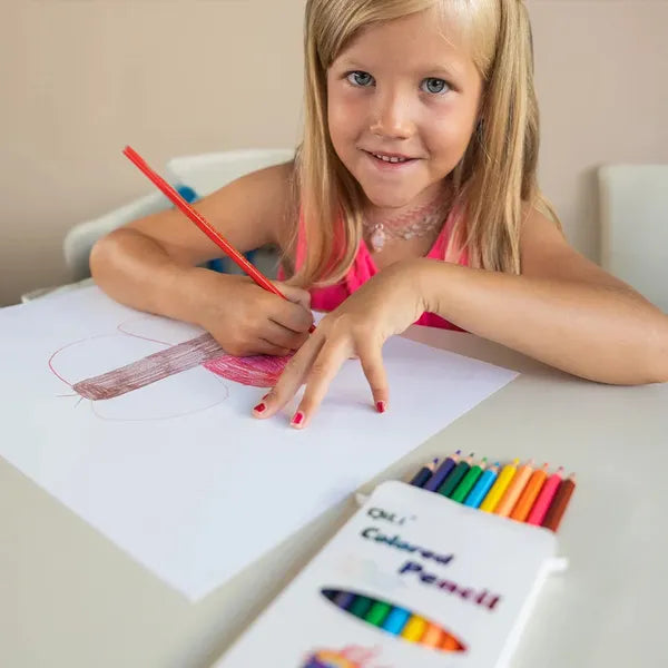 Colouring pencils with ergonomic grip – set of 12, safe wood, Montessori-inspired | kids