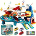 Dinosaur race track set with cave and cars – play mat, dino figures, signs | ages 3-6