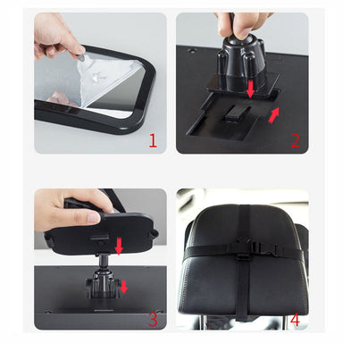 Baby car mirror with 360° rotation – shockproof, tool-free fit | rear seat view