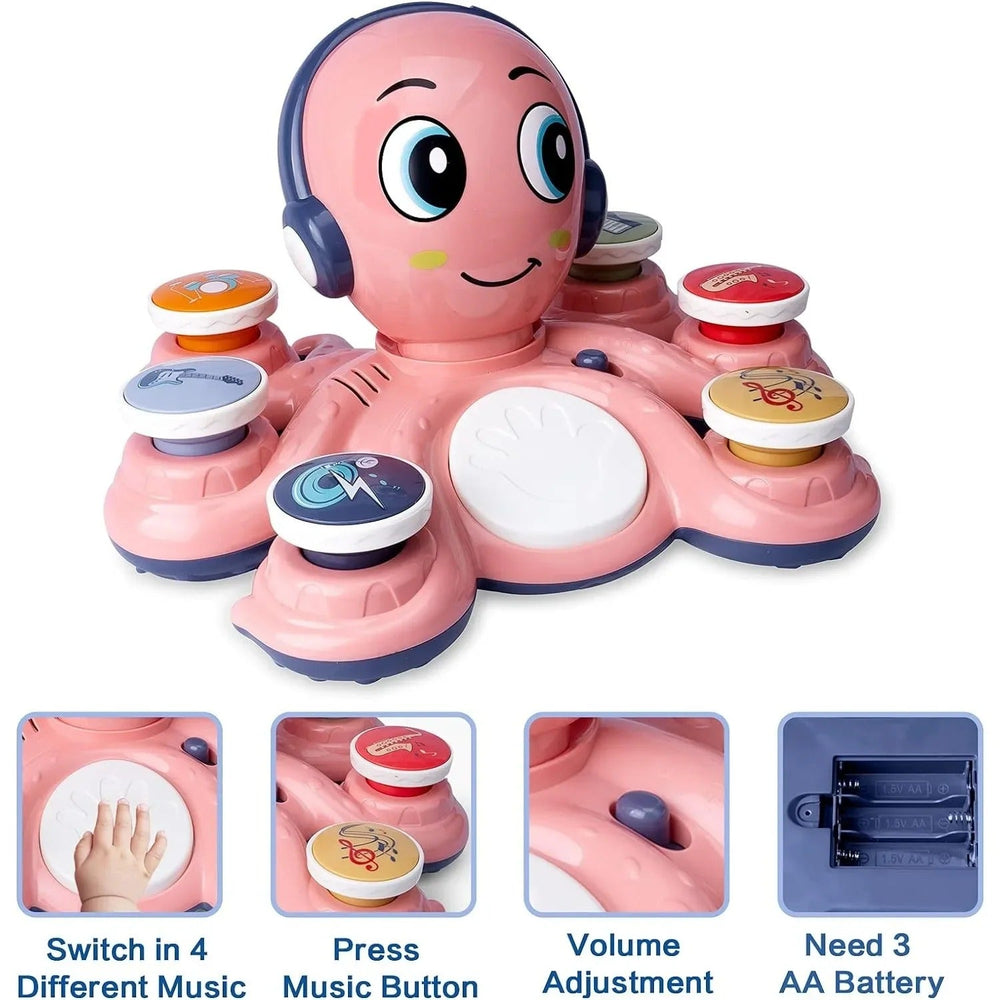 Musical octopus toy – sounds, lights, easy buttons | toddlers