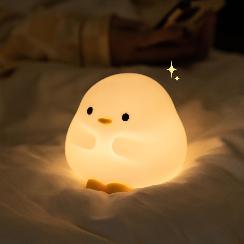 Duck night light with touch control – USB rechargeable, warm light, silicone | nursery LED lamp