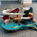 Dinosaur race track set with cave and cars – play mat, dino figures, signs | ages 3-6