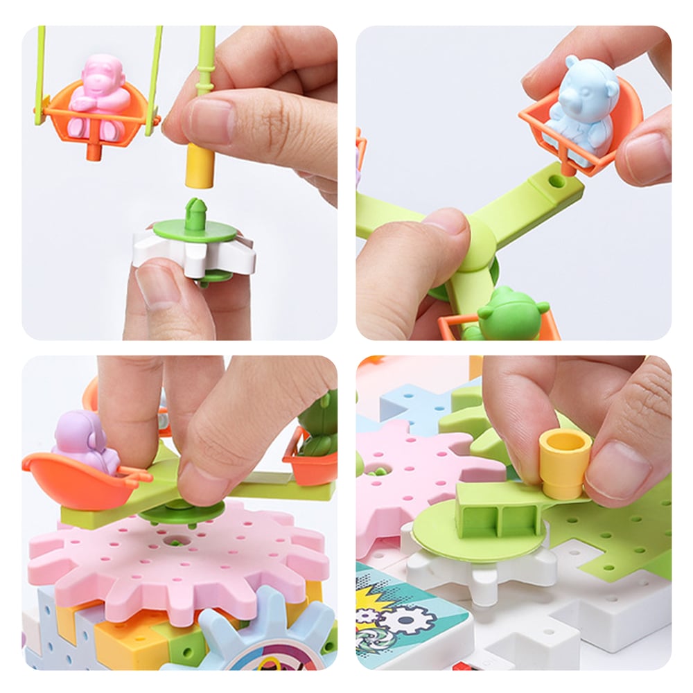 Building set with moving gears – 80–160 parts, 3D builds | for kids