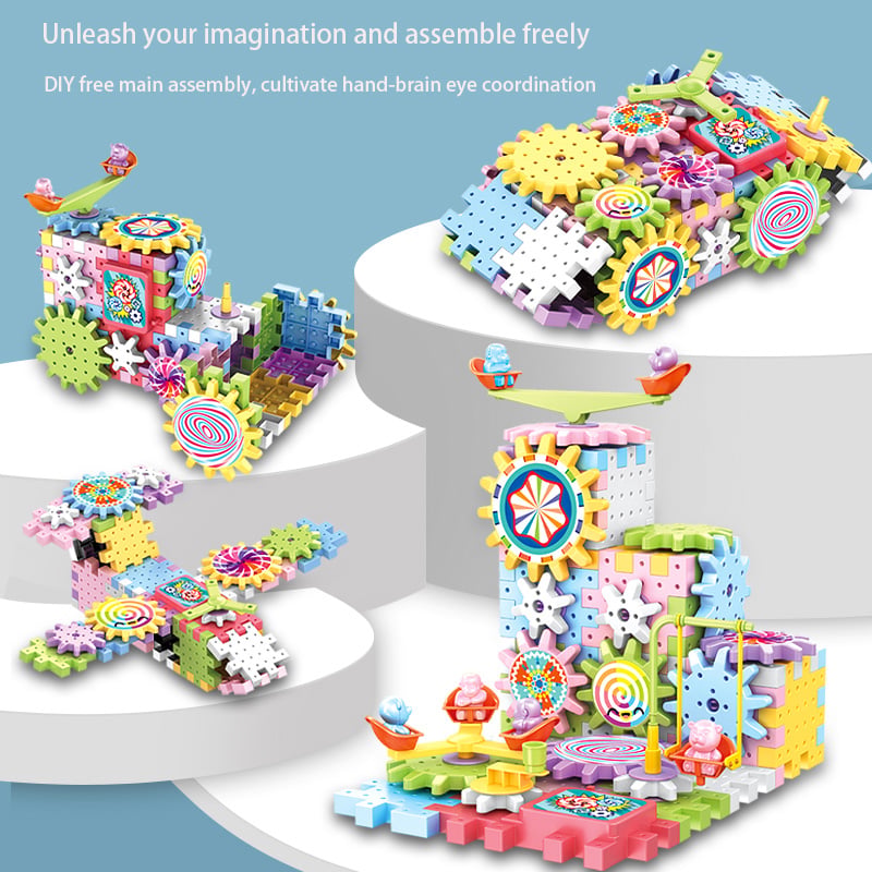 Building set with moving gears – 80–160 parts, 3D builds | for kids