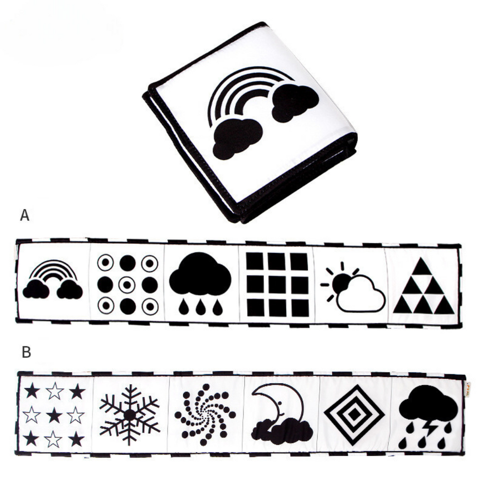 Contrast book for babies – soft fabric, from birth, animal design | Montessori toy