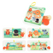 Fabric baby book with tags – sounds, cotton, 15x14 cm | sensory toy