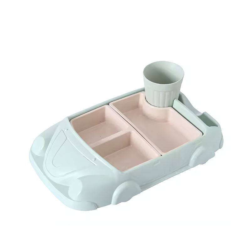 Children's eating set with vehicle-shaped tray – BPA-free, dishwasher-safe | toddler mealtime