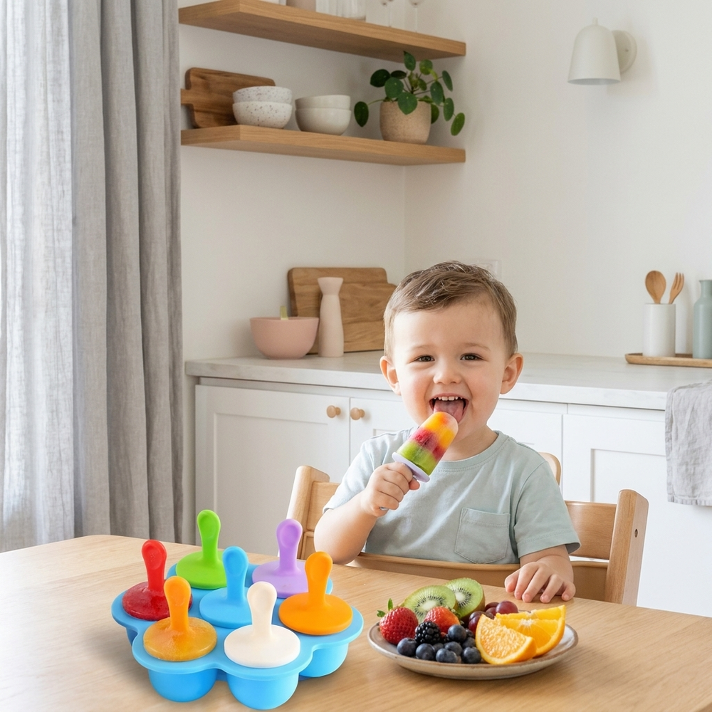 Silicone ice lolly maker – 7 shapes, dishwasher safe | kids