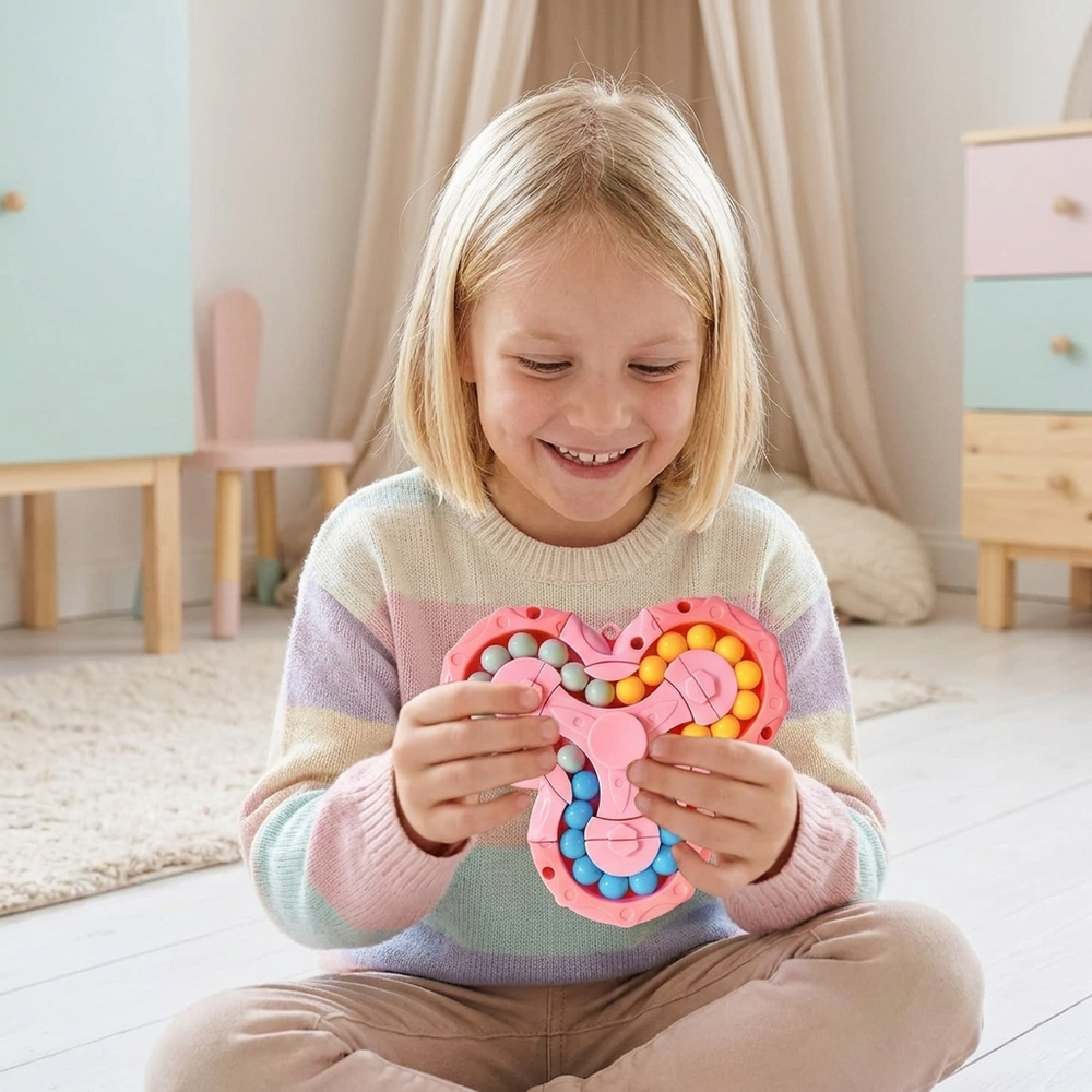 Fidget spinner puzzle eases stress and sharpens focus – 360° spin, colour beads | kids