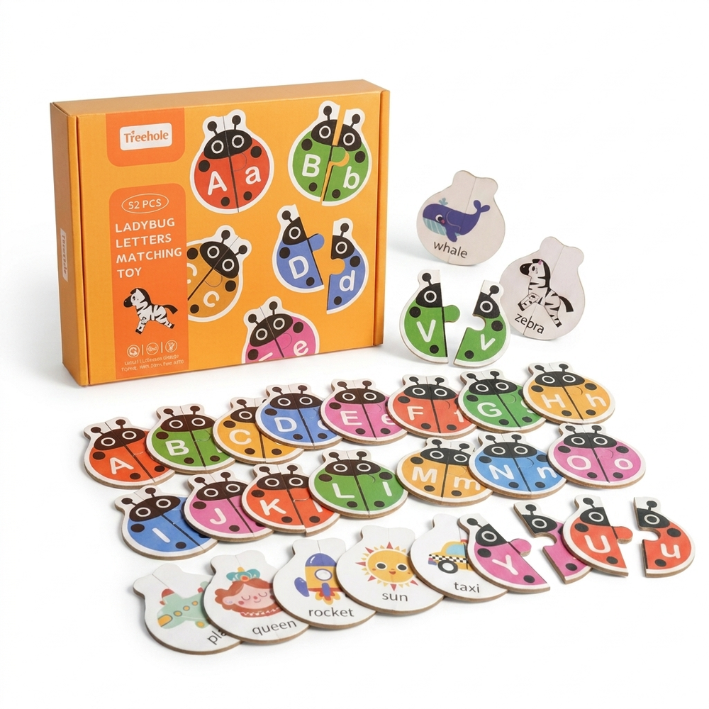 Wooden alphabet puzzle and letter matching game – Montessori-inspired, durable wood | for toddlers