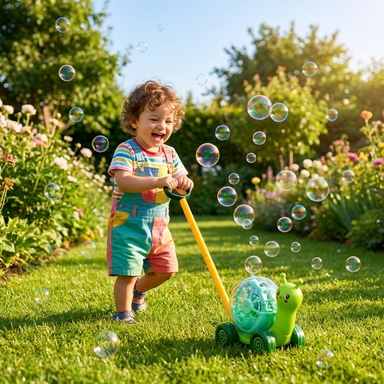 Automatic snail bubble blower – push toy with lights, no mess | outdoor toy