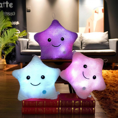 Light-up star cushion – soft plush, calming glow | kids' night light
