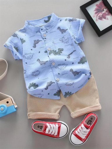 Dino summer outfit with breathable fabric – soft, playful 2-piece set | boys 9 months-3 years