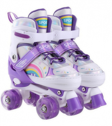 Adjustable roller skates with glitter design – comfortable fit, ankle support | kids