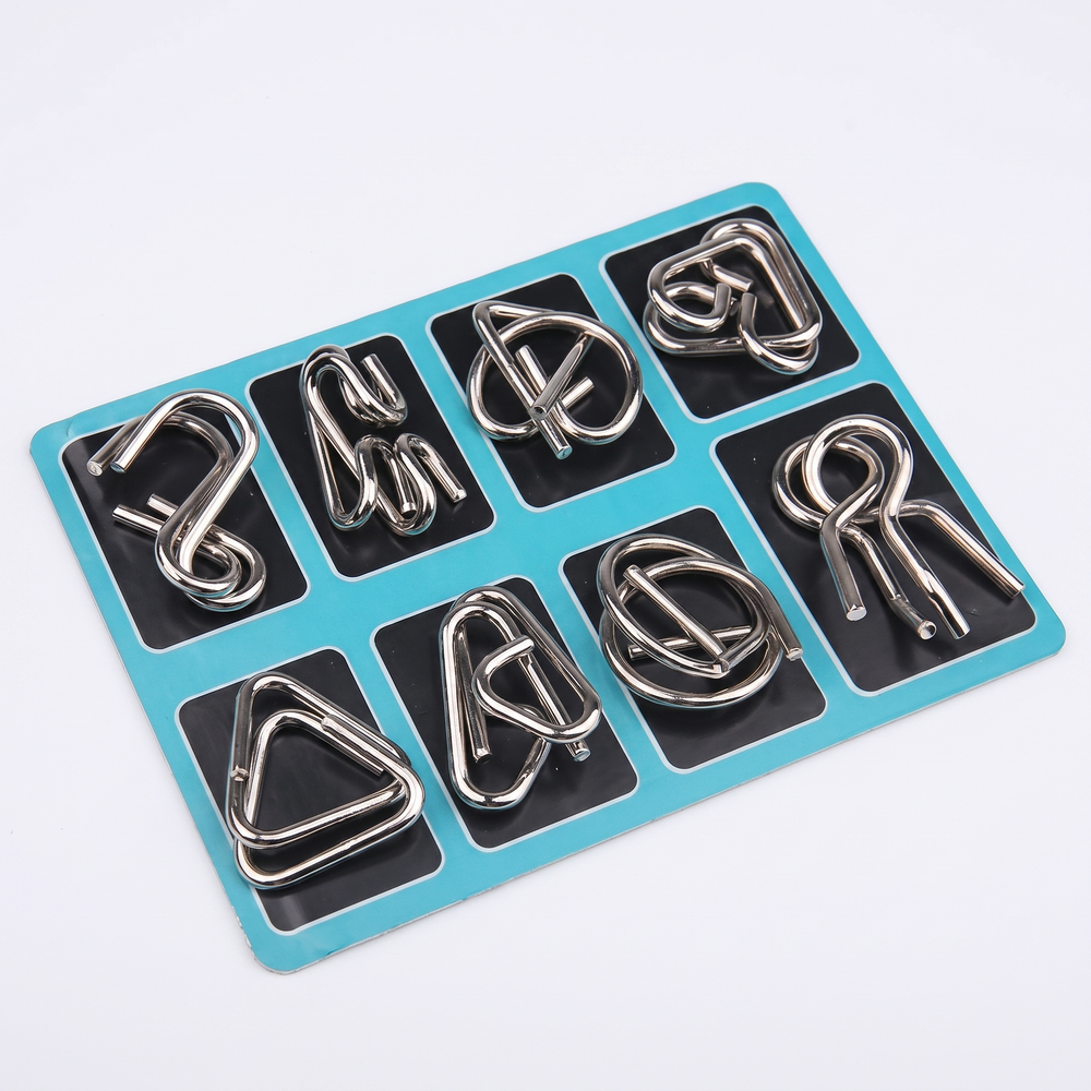 Metal puzzle rings brain teaser – polished metal, one correct order | kids & adults